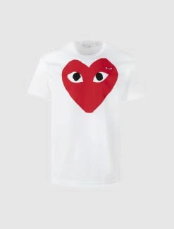 CDG PLAY WHITE HEART LOGO SS TEE