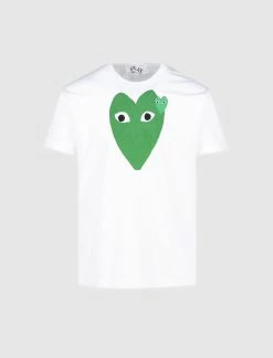 CDG PLAY WHITE GREEN HEART SS TEE