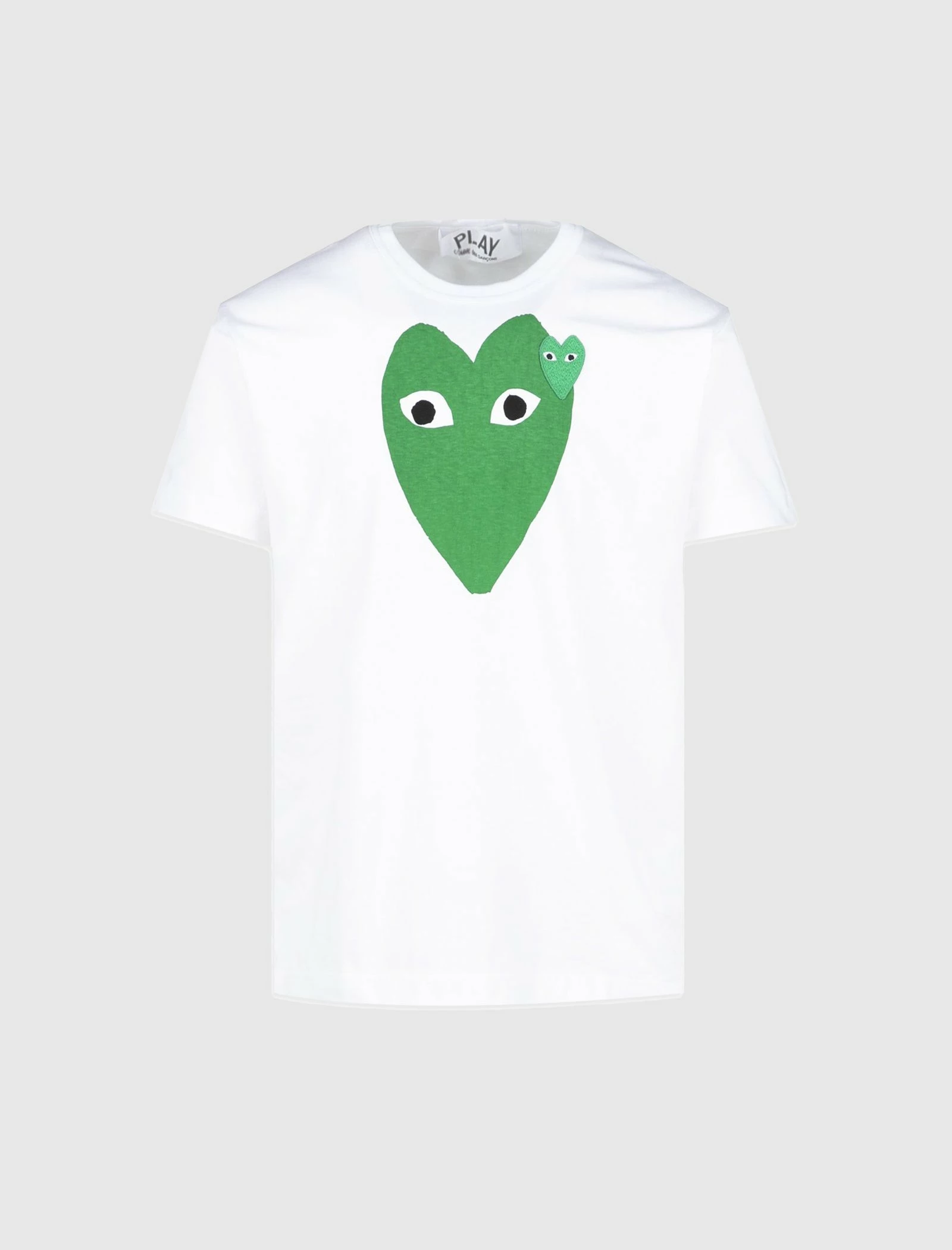 CDG PLAY WHITE GREEN HEART SS TEE