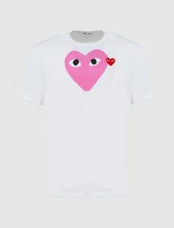 CDG PLAY PINK/RED HEART TEE