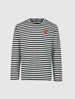 CDG PLAY BLACK STRIPED LS TEE