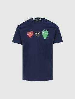 CDG PLAY TRIPLE LOGO TEE