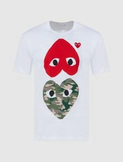 CDG PLAY TWO HEART LOGO TEE