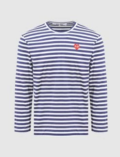 CDG PLAY STRIPED LONG SLEEVE TEE